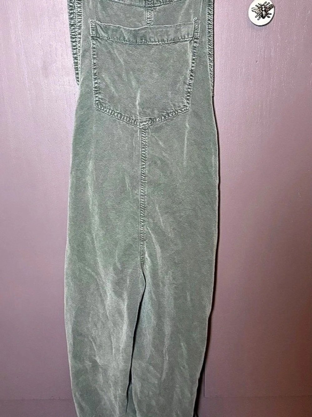 Aerie Overalls Womens Small Olive Green Lyocell Soft Washed Bib Adjustable Strap